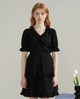 Puff Sleeve Ruffle Trim Shirred Waist Layered Hem Dress - Tapita Demo Store 