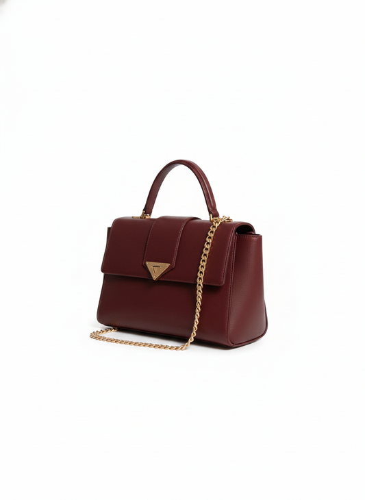 The Aurelia Flap Satchel in Deep Merlot - Tapita 