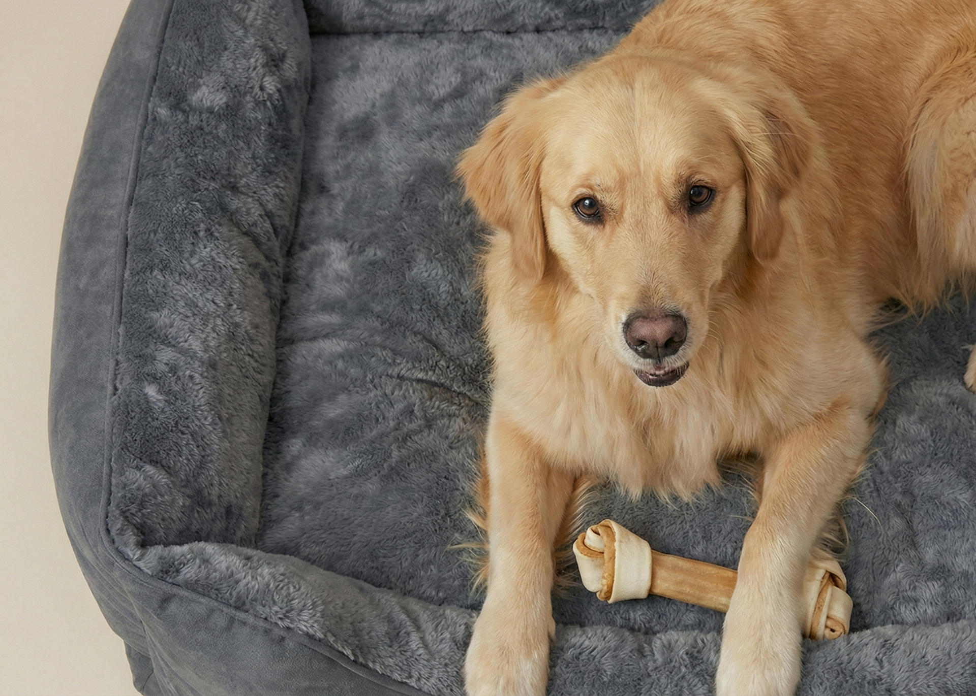 The Charcoal Luxe Faux-Fur Bolster Bed - Tapita 