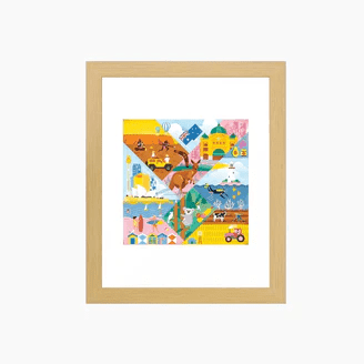 Multi Coloured Canvas Cityscape Wall Painting - Tapita Demo Store
